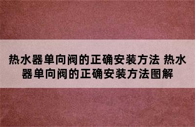 热水器单向阀的正确安装方法 热水器单向阀的正确安装方法图解